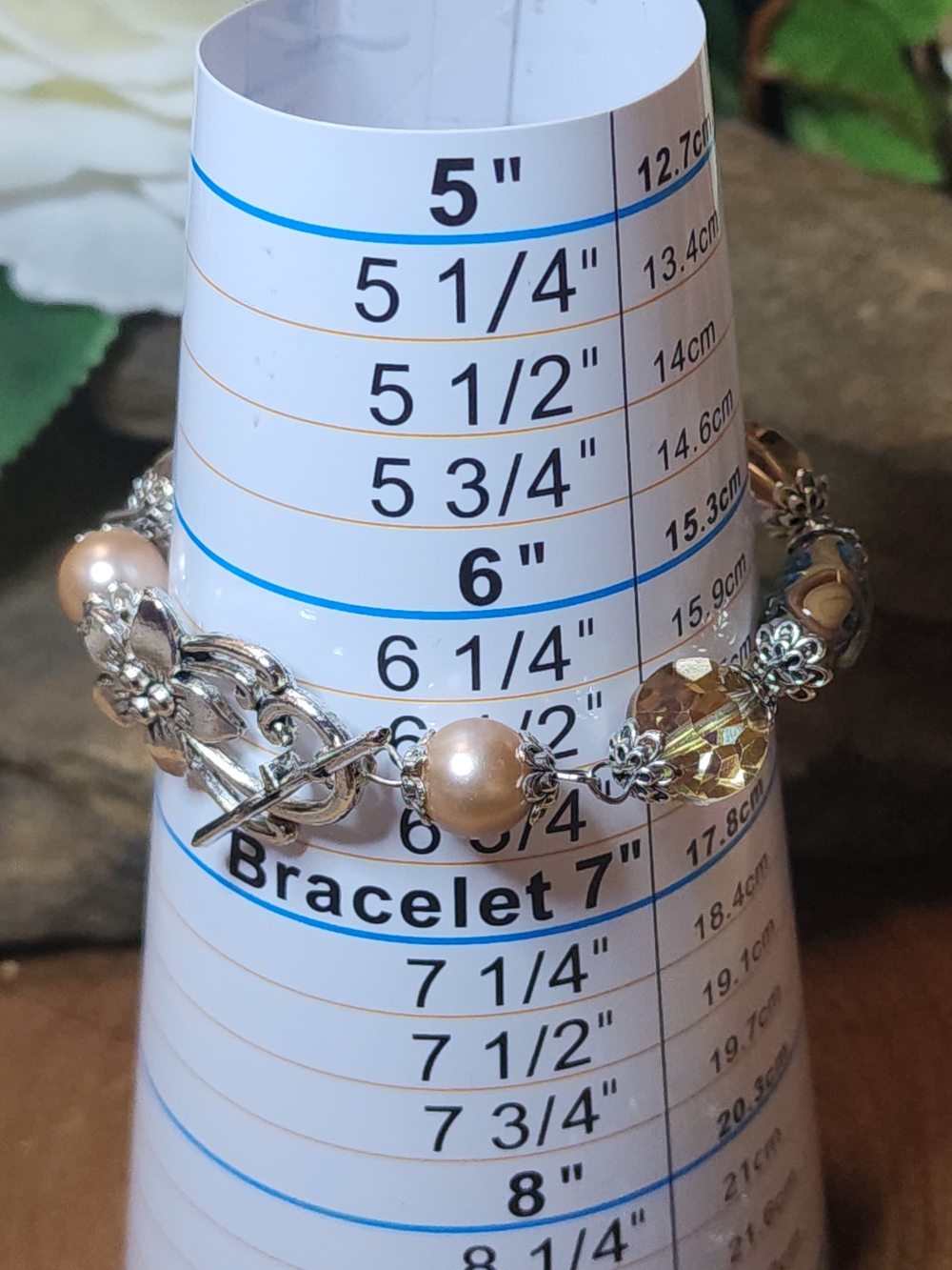 Bracelet & Earrings Set With Faux Pearls & AB Glass Crystal & Lampwork Beads - Picture 5 of 8